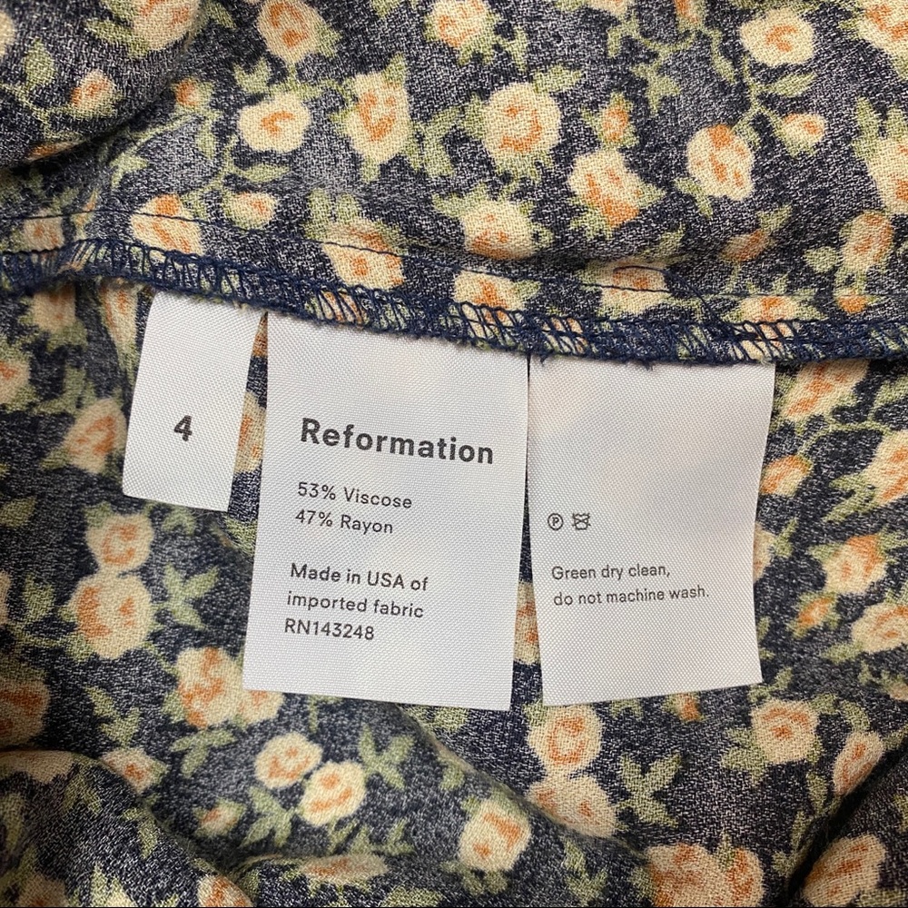 Reformation black dress with yellow and green small floral pattern - Picture 6 of 6